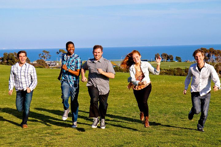 The McBeard team running across the lawn, 2011
